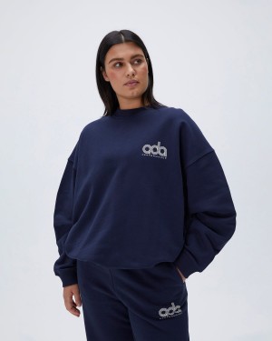 Adanola Performance Oversized Sweatshirt Navy Blau | 34UXMFYOC