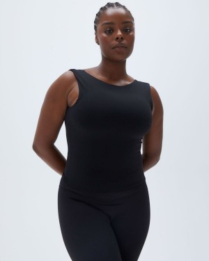 Adanola Square Neck Open Back Top Schwarz | 98KWTZRSM