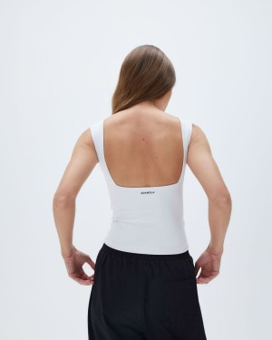 Adanola Square Neck Open Back Top Weiß | 58JRYUIBP