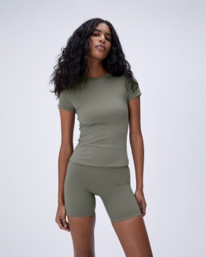 Adanola Ultimate Short Sleeve Longline Top Olivgrün Grün | 26BYNOPRZ