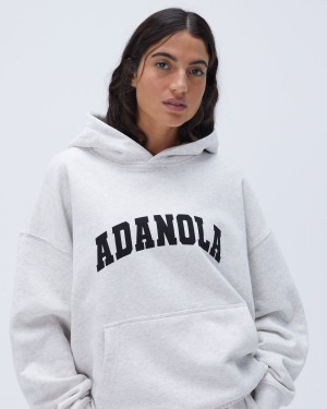 Adanola Varsity Oversized Hoodie Hellgrau Schwarz | 63DHOFITW