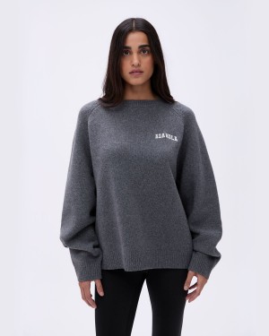 Adanola Varsity Oversized Knit Sweatshirt Dunkelgrau Weiß | 85GZHLMQS