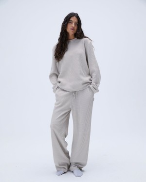 Adanola Waffle Straight Leg Lounge Pants Grau | 01XJSIVKM