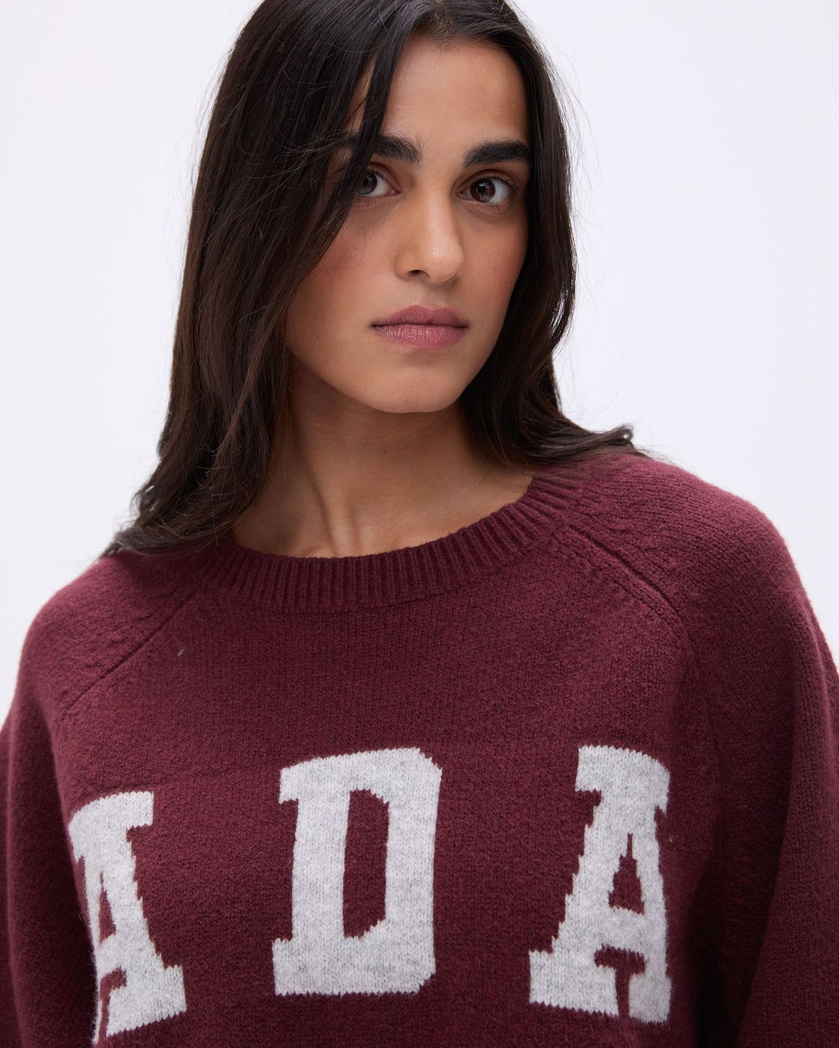 Adanola ADA Oversized Knit Sweatshirt Bordeaux Hellgrau | 98VIPBHYO