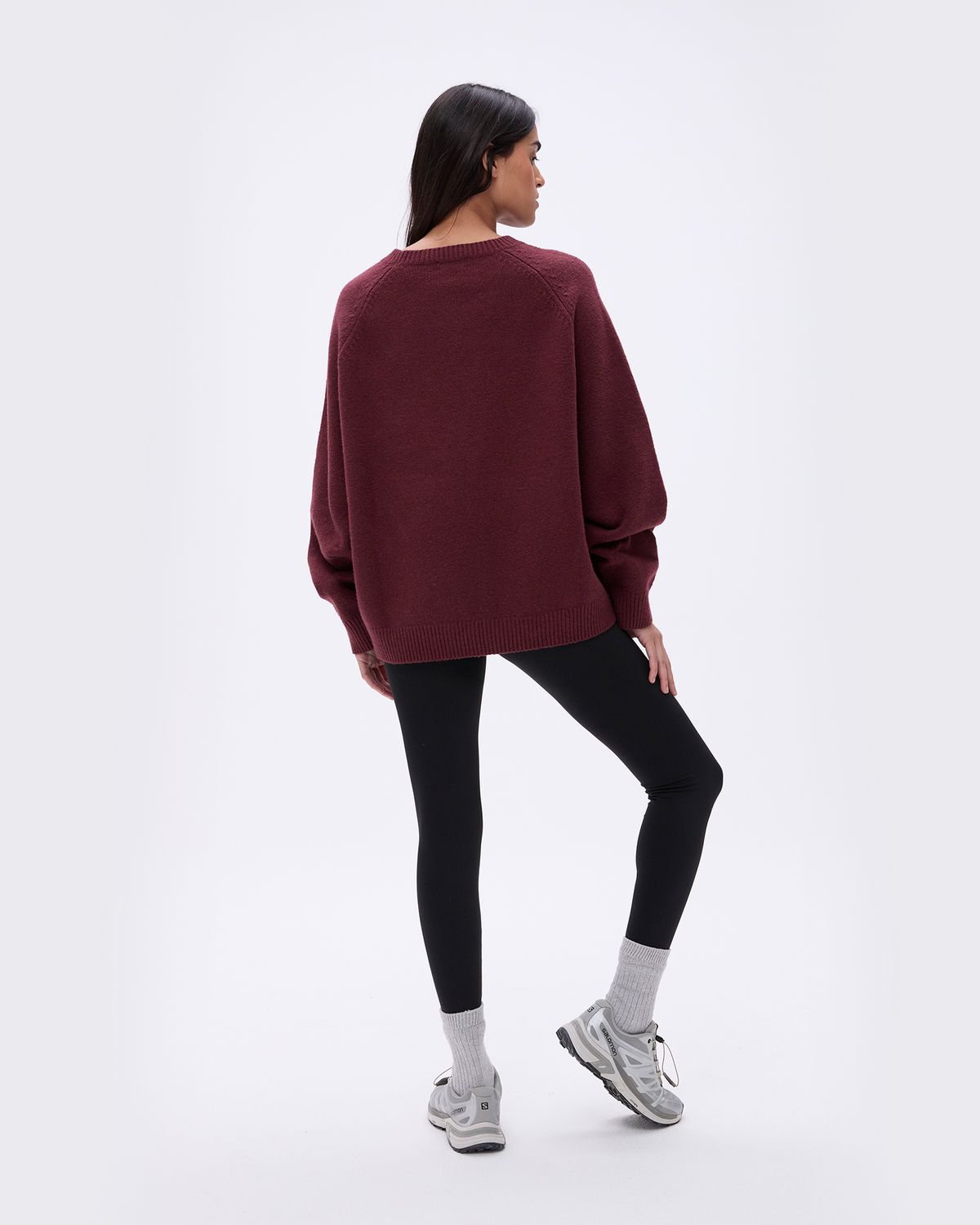 Adanola ADA Oversized Knit Sweatshirt Bordeaux Hellgrau | 98VIPBHYO