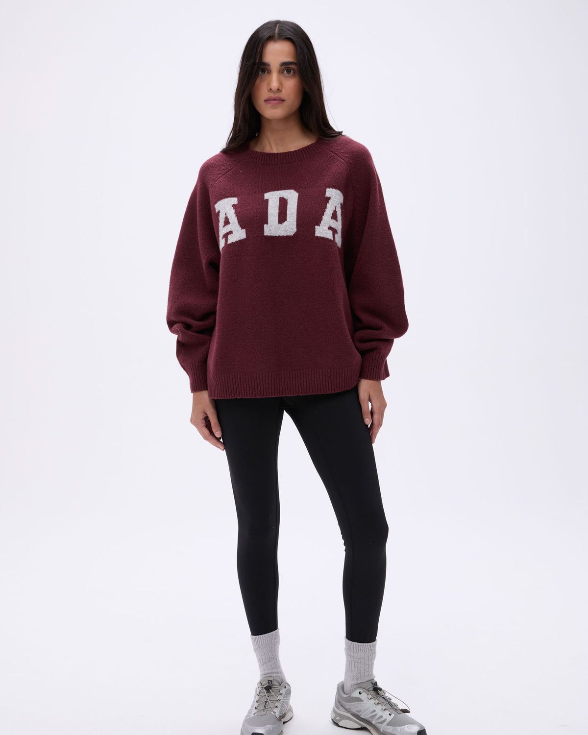 Adanola ADA Oversized Knit Sweatshirt Bordeaux Hellgrau | 98VIPBHYO