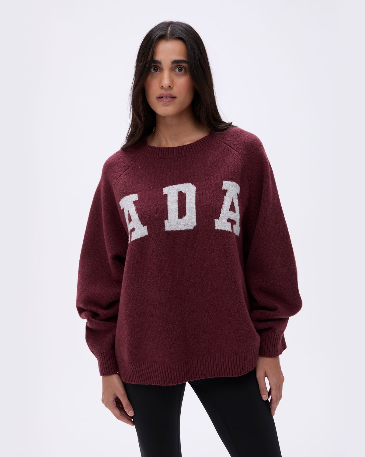 Adanola ADA Oversized Knit Sweatshirt Bordeaux Hellgrau | 98VIPBHYO