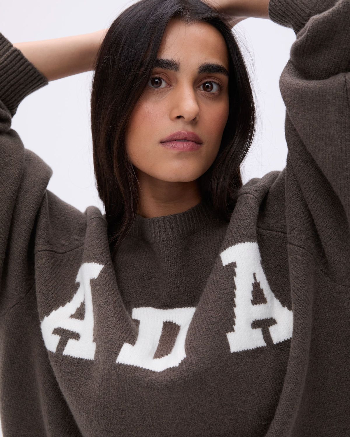 Adanola ADA Oversized Knit Sweatshirt Dunkelbraun Weiß | 29WHRBIFT