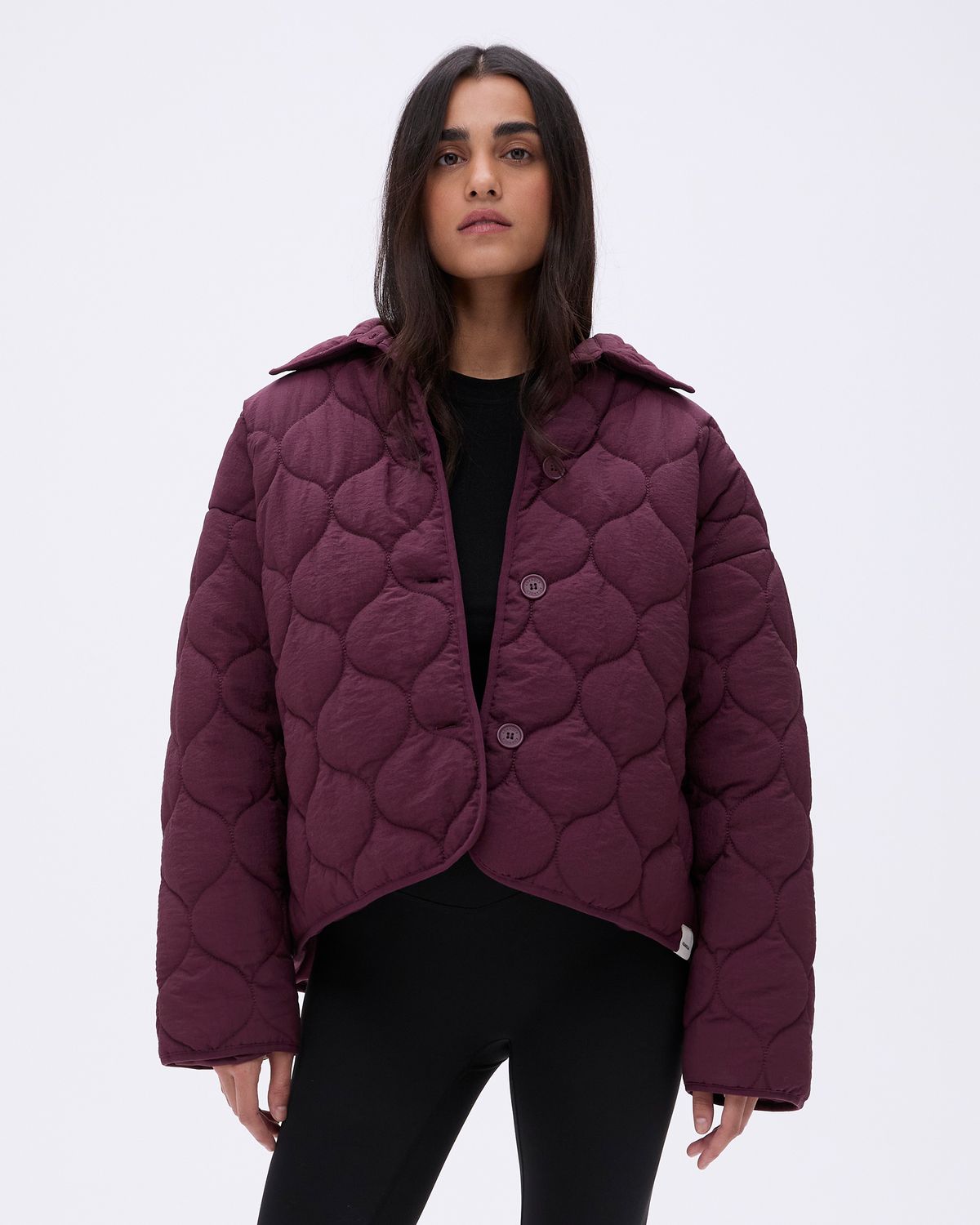 Adanola Collared Quilted Boxy Jacket Dunkelrosa | 16ZRAQXPC