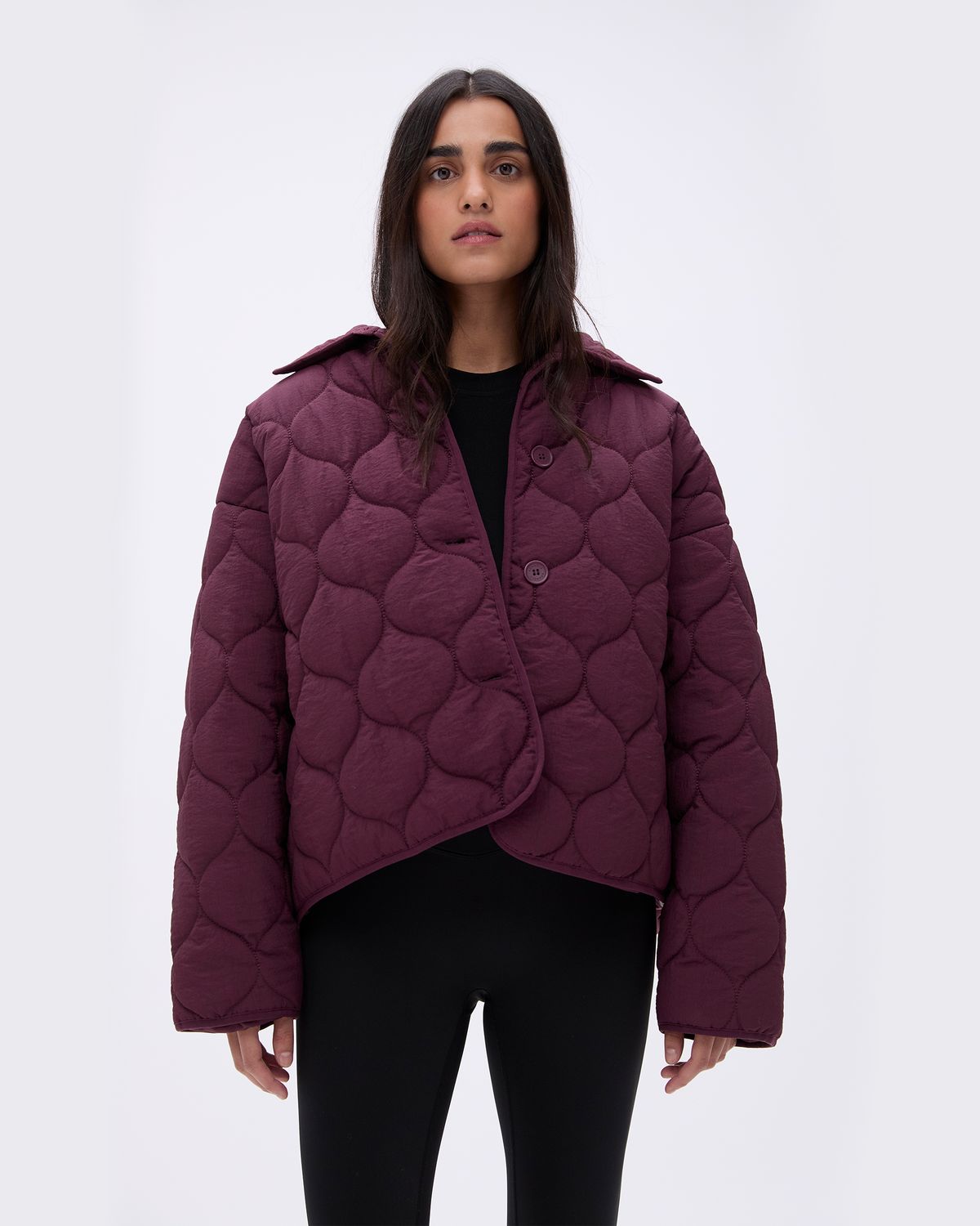 Adanola Collared Quilted Boxy Jacket Dunkelrosa | 16ZRAQXPC