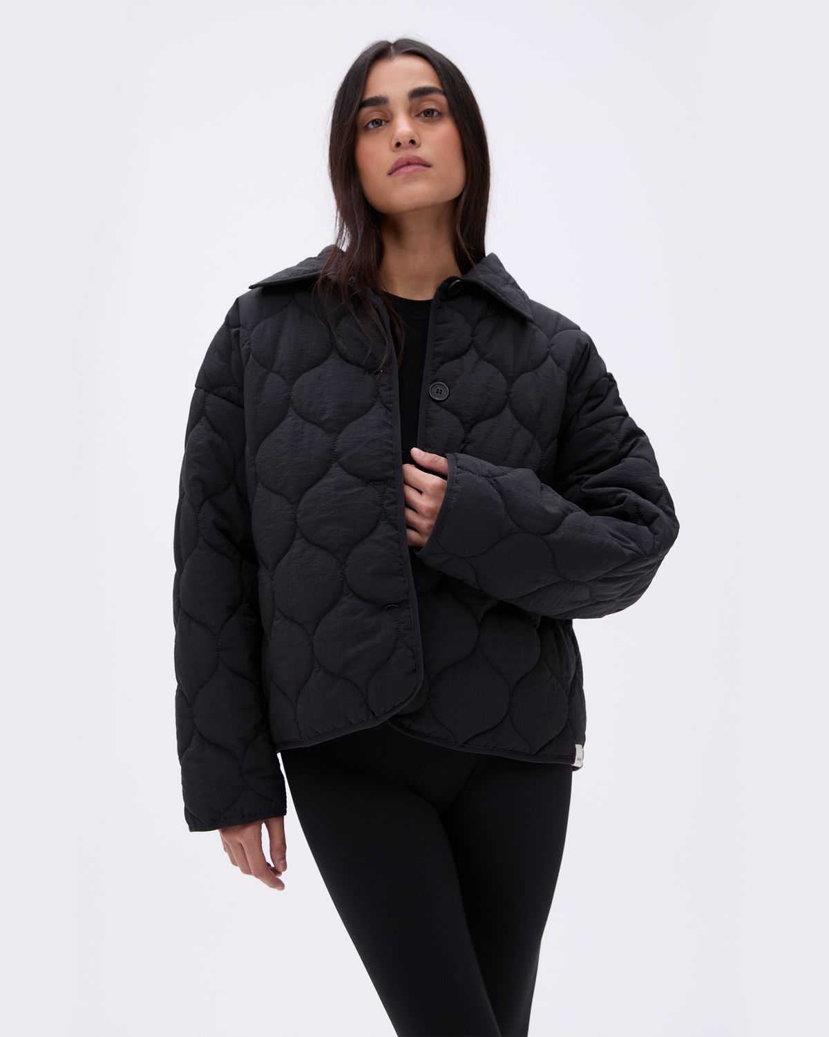 Adanola Collared Quilted Boxy Jacket Schwarz | 12FGJBERH