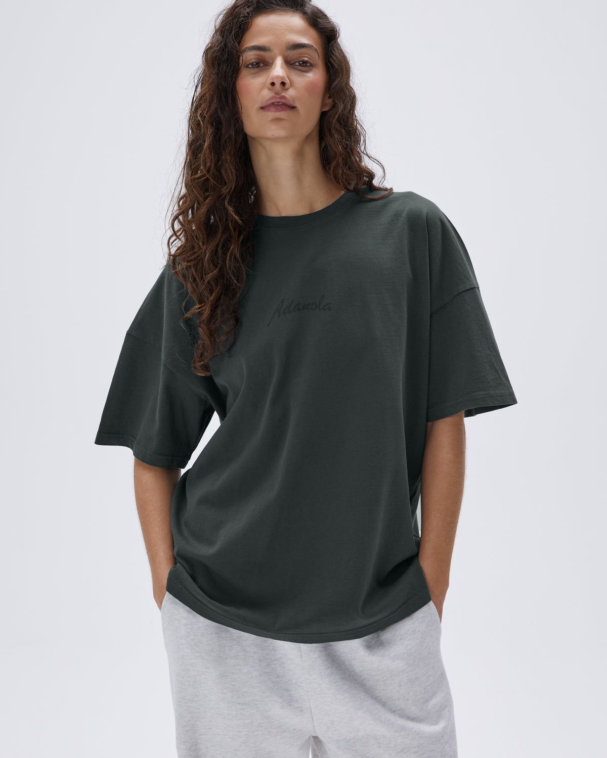 Adanola Freehand Washed Short Sleeve Drop Shoulder T-shirt Grün | 27BFXAMYS