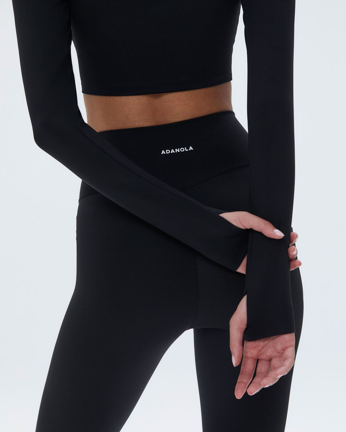 Adanola Long Sleeve Crop Top Schwarz | 17UOPFVLQ