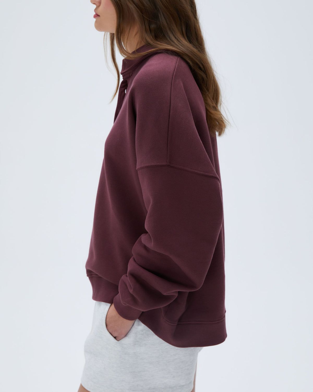 Adanola Oversized Button Up Sweatshirt Bordeaux | 65VPOAKYX