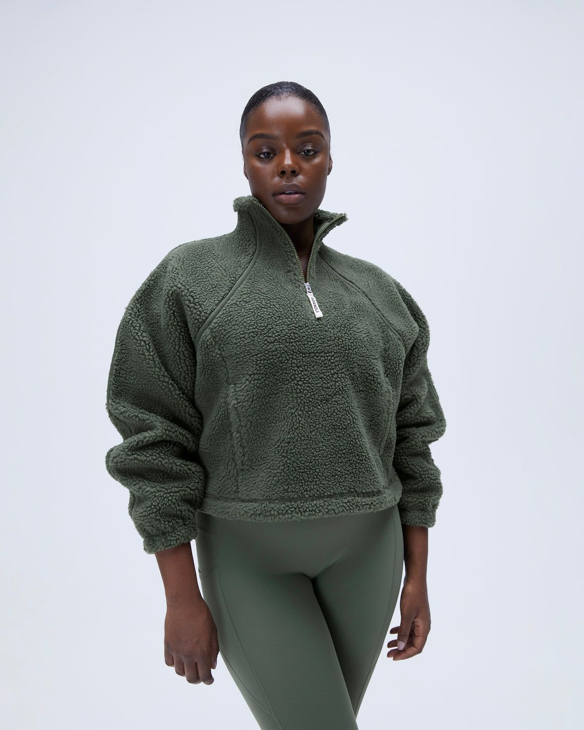 Adanola Quarter Zip Fleece Khaki Grün | 43ZQJMPHS