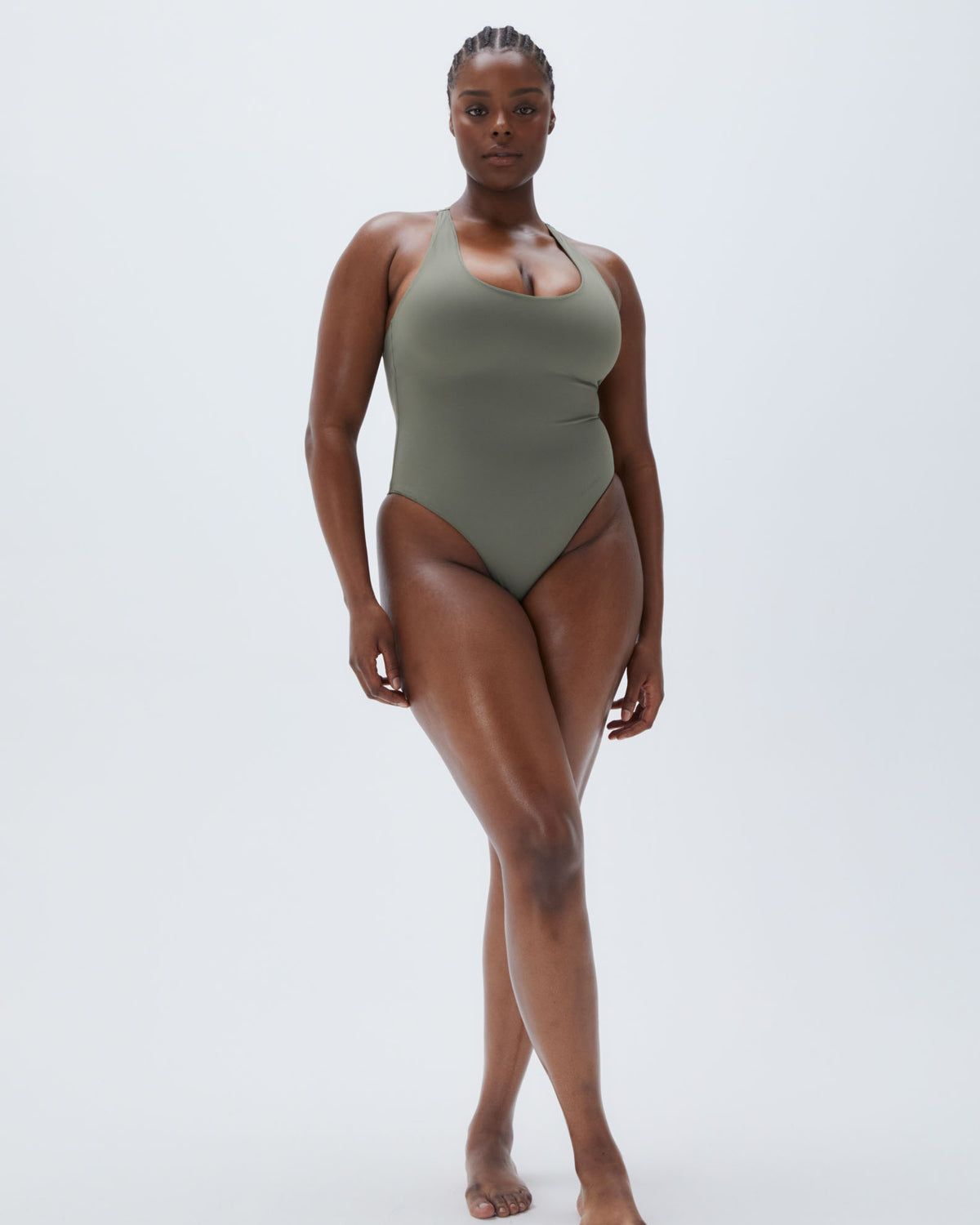 Adanola Racer Back High Leg Swimsuit Olivgrün Grün | 47JZTSGXL