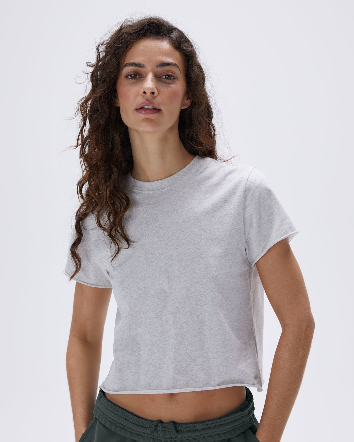 Adanola Raw Hem T-shirt Grau | 62TKVRYJL