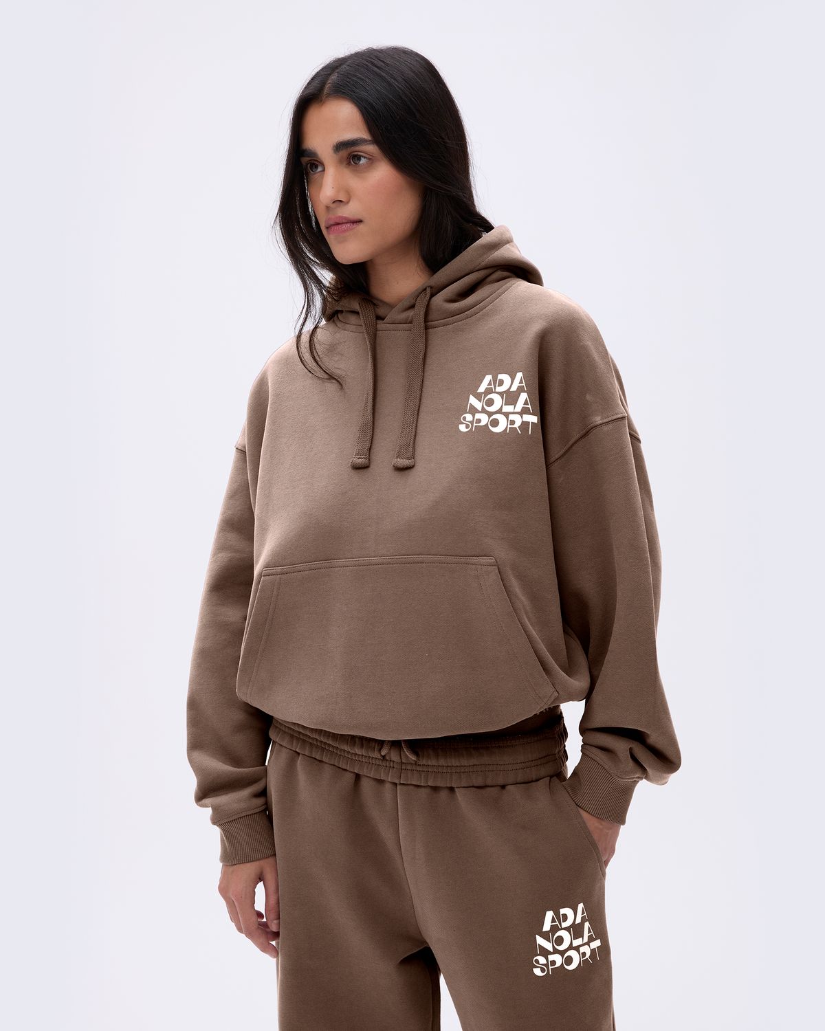 Adanola Retro Relaxed Hoodie Braun Weiß | 16FDUCGQE