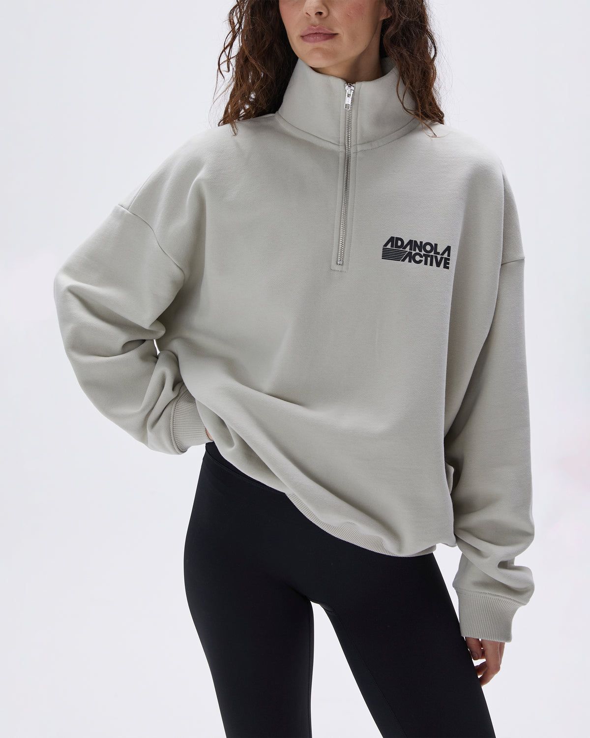 Adanola Retro Sports Oversized Funnel Neck Zip Sweatshirt Grau | 71PKLVJSB