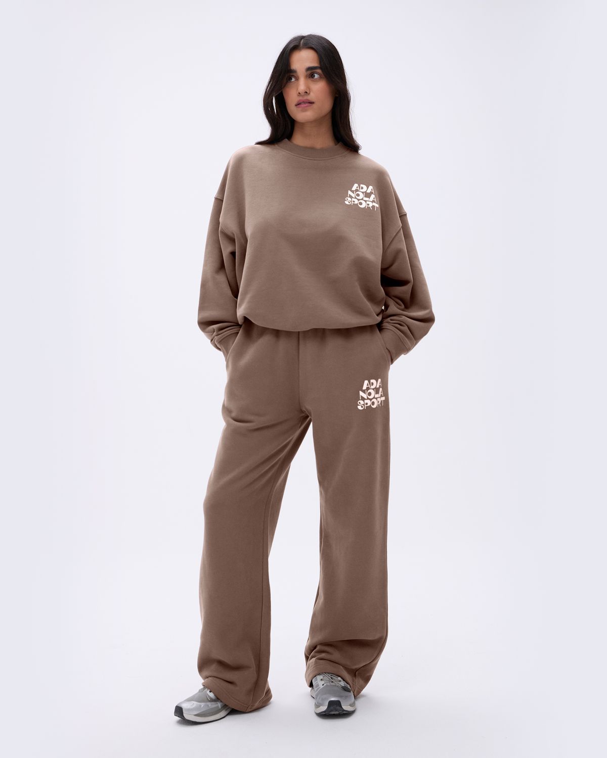 Adanola Retro Straight Leg Sweatpants Braun Weiß | 65UCPVROF