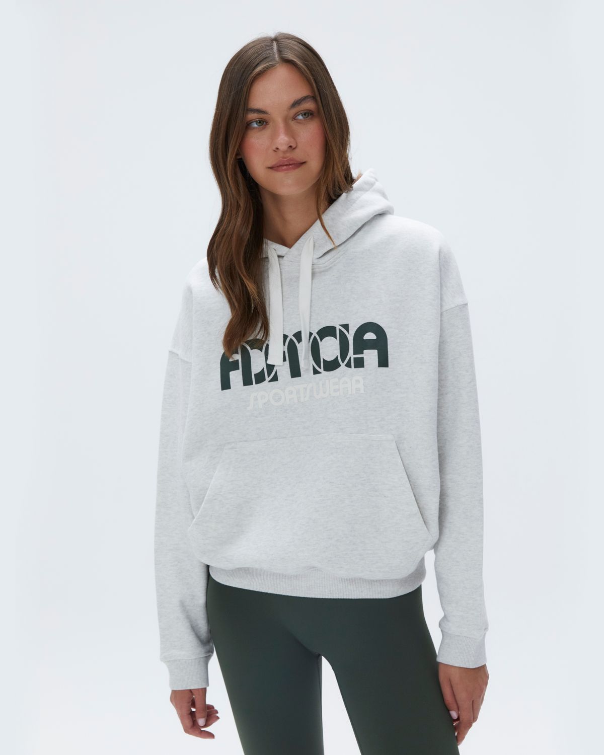 Adanola Sportswear Relaxed Drawcord Hoodie Hellgrau Dunkelolivgrün | 75HSCETLJ