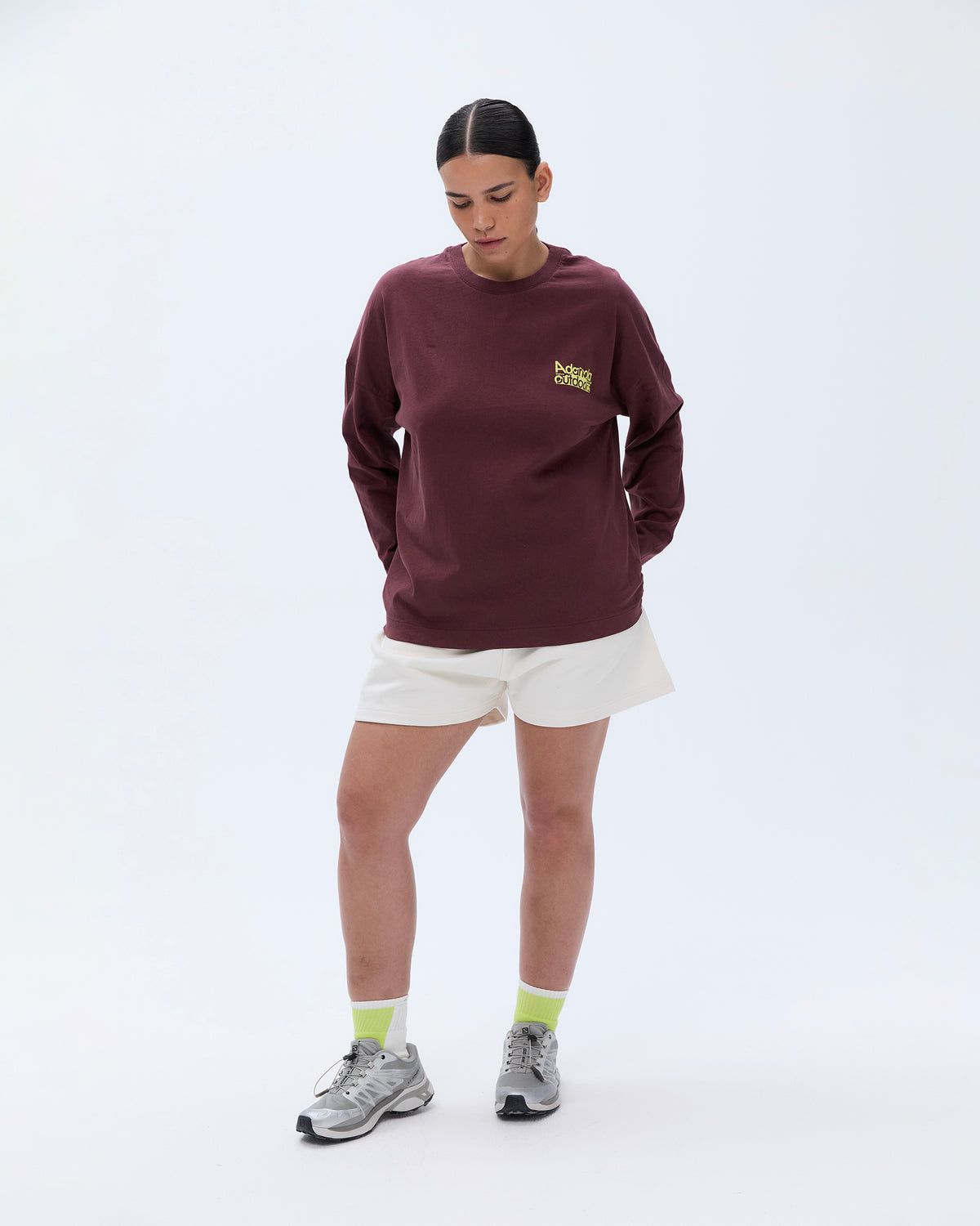 Adanola Trail Washed Long Sleeve Drop Shoulder T-shirt Bordeaux | 96PXLIDUF