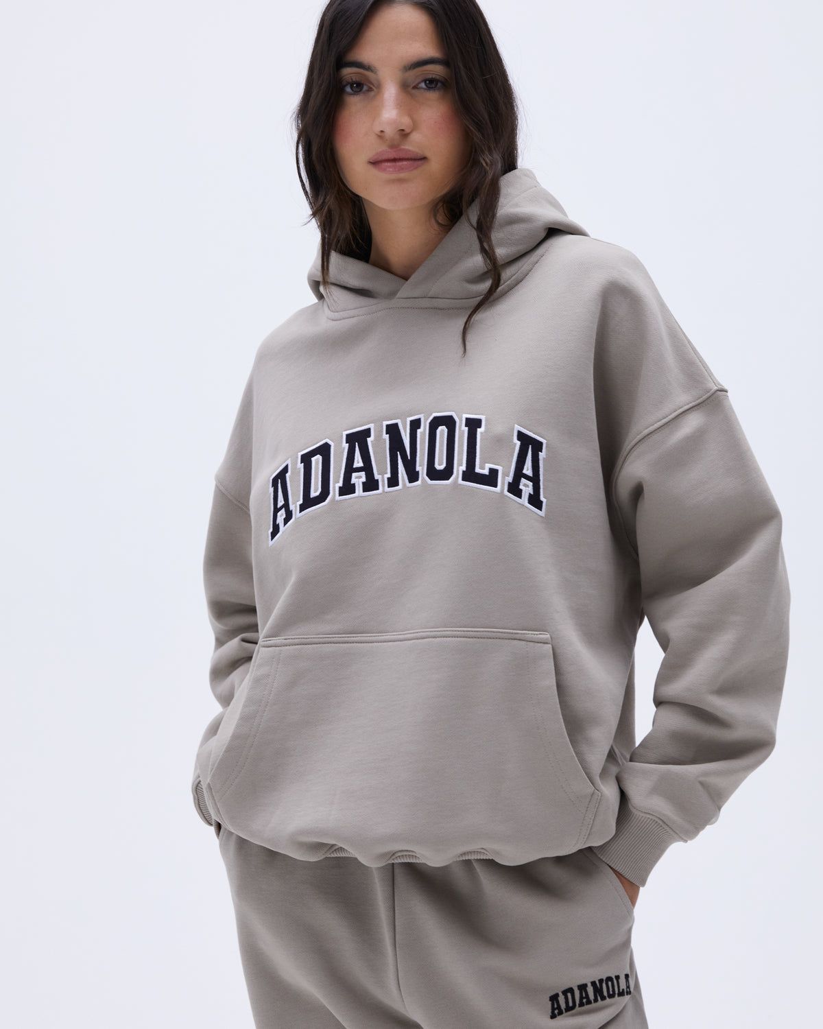 Adanola Varsity Oversized Hoodie Beige | 62RUVYHEL