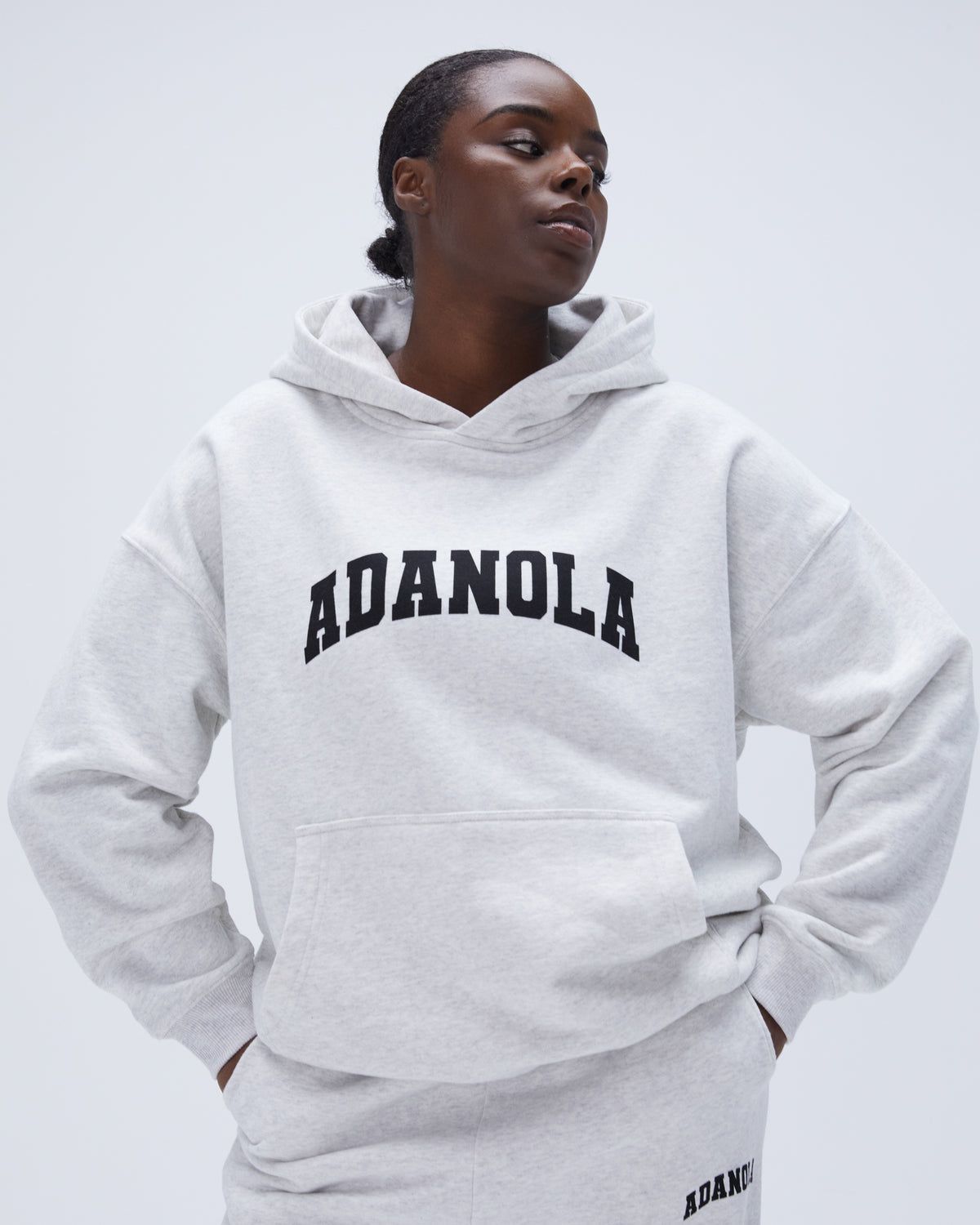 Adanola Varsity Oversized Hoodie Hellgrau Schwarz | 63DHOFITW