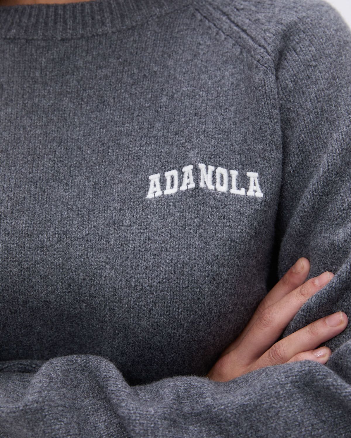 Adanola Varsity Oversized Knit Sweatshirt Dunkelgrau Weiß | 85GZHLMQS