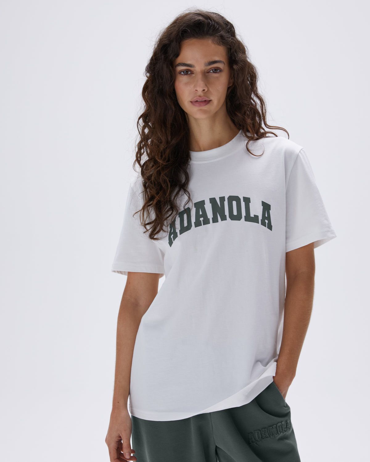 Adanola Varsity Oversized Short Sleeve T-shirt Weiß Grün | 05SIJTHKV