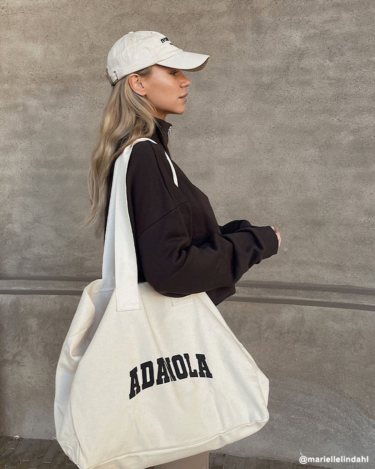 Adanola Varsity Tote Bag Weiß Schwarz | 84HQJXURV