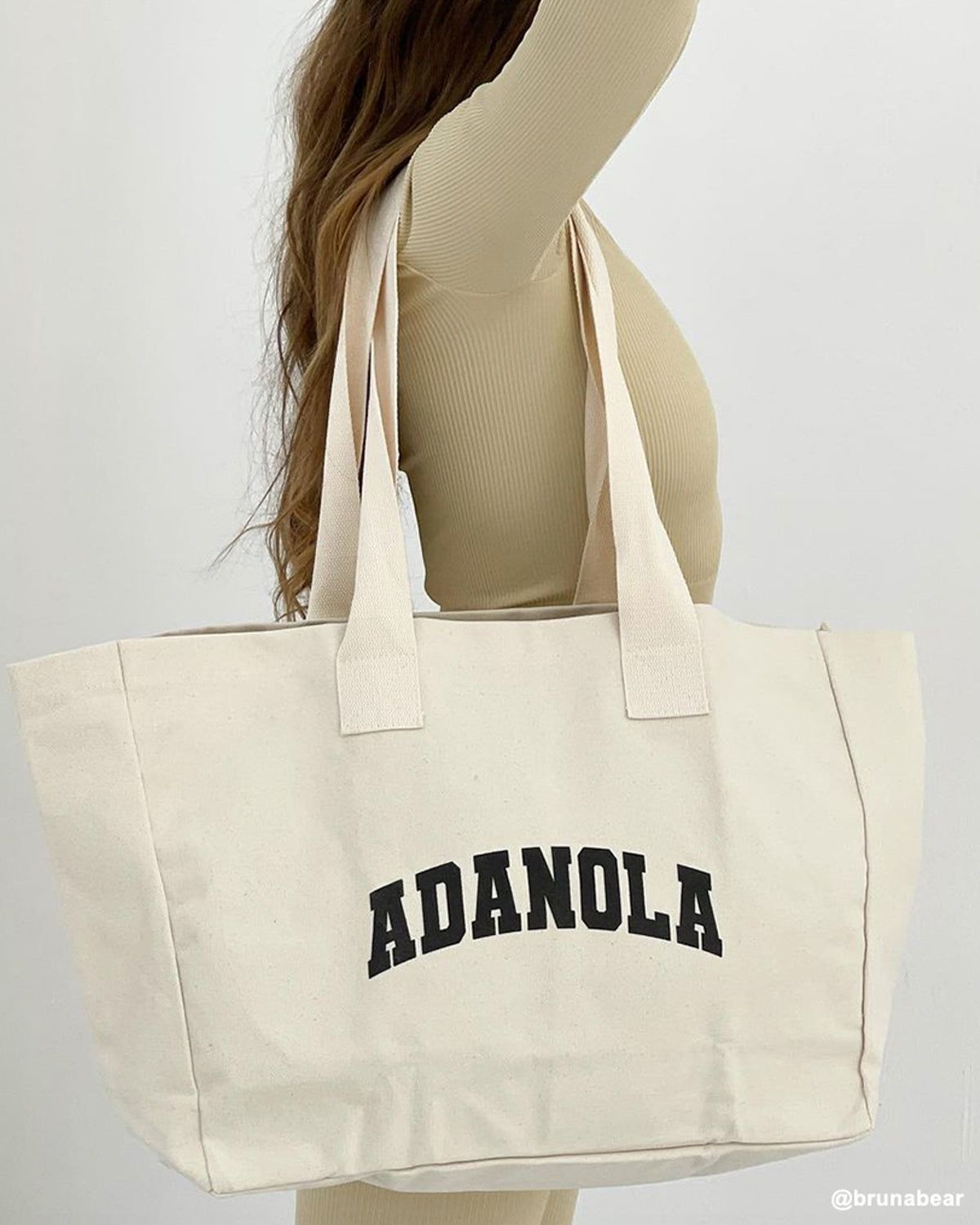 Adanola Varsity Tote Bag Weiß Schwarz | 84HQJXURV