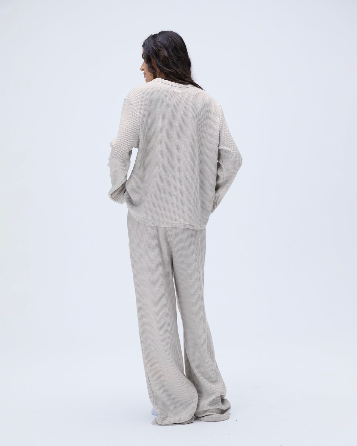 Adanola Waffle Straight Leg Lounge Pants Grau | 01XJSIVKM