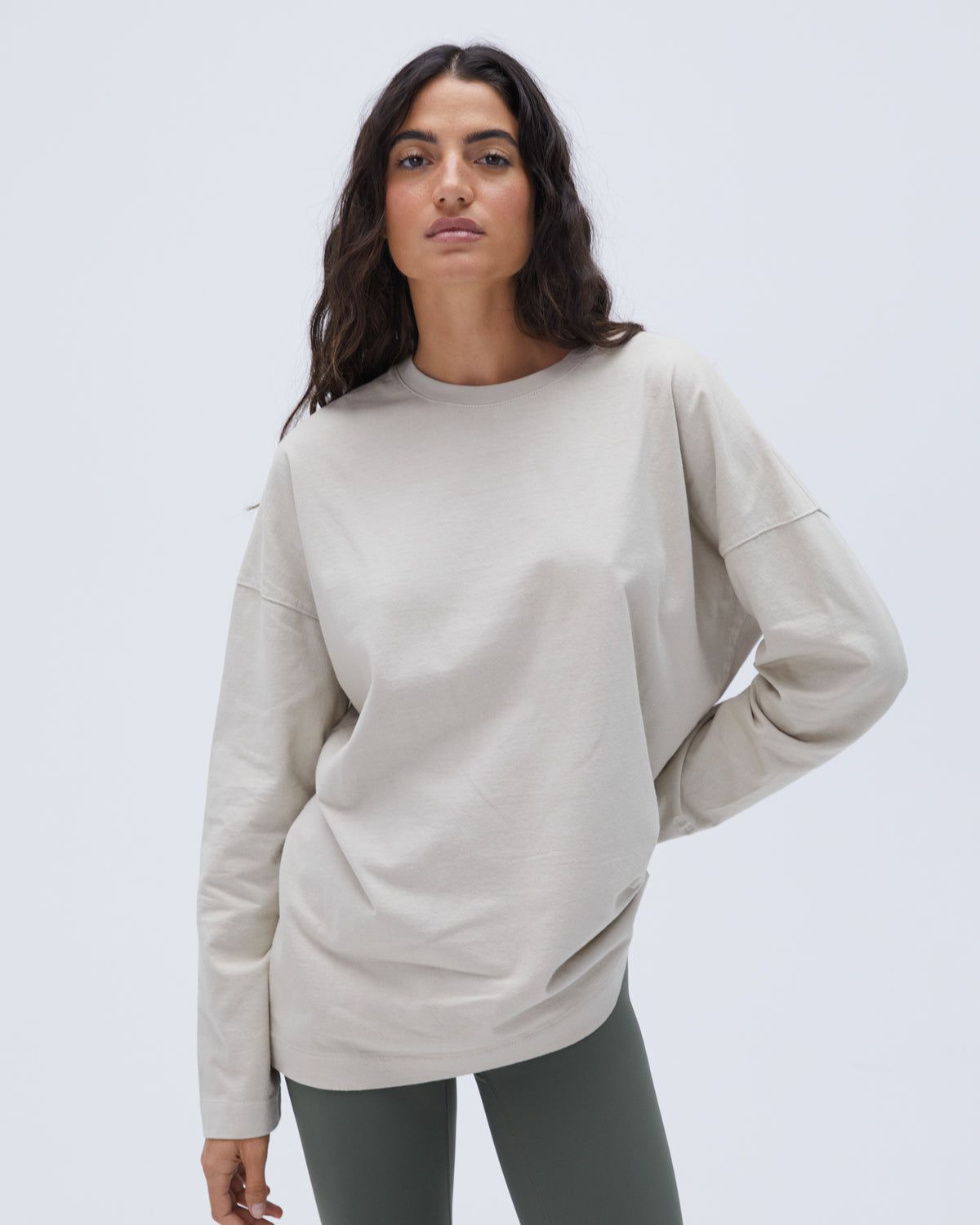 Adanola Washed Long Sleeve Drop Shoulder T-shirt Grau | 89XDHTCNK