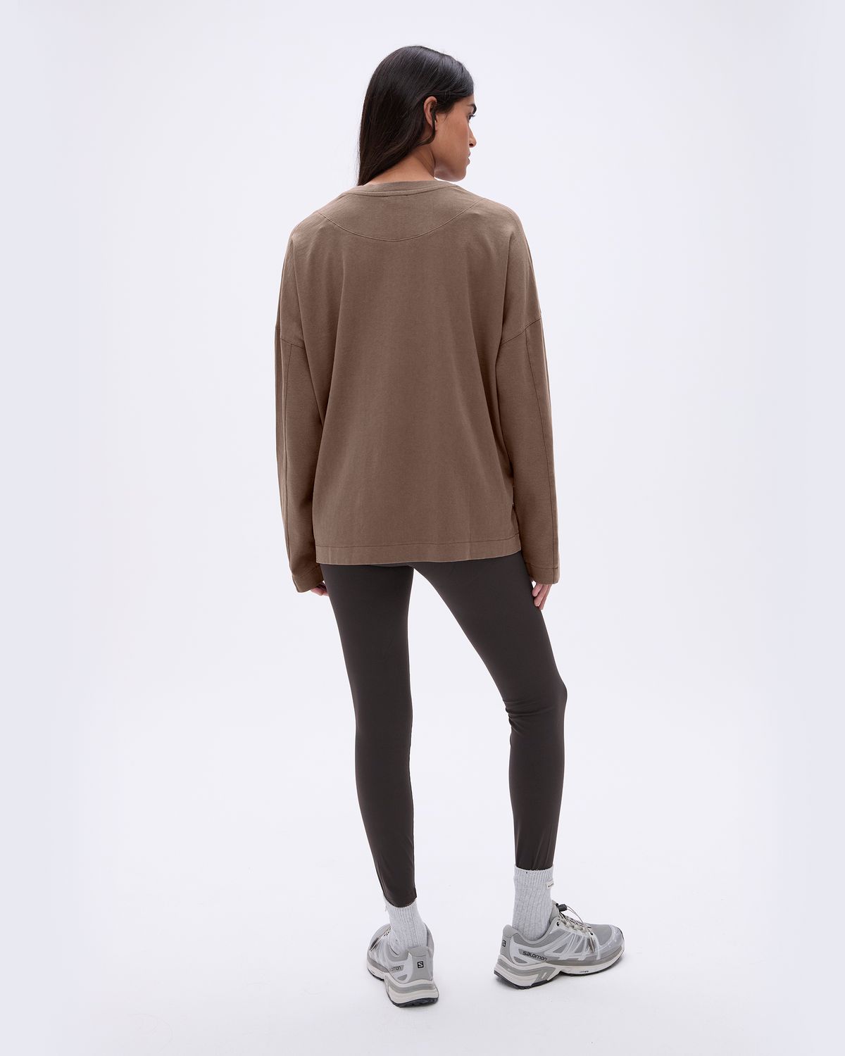 Adanola Washed Long Sleeve Oversized T-shirt Braun | 18EMYUNPR