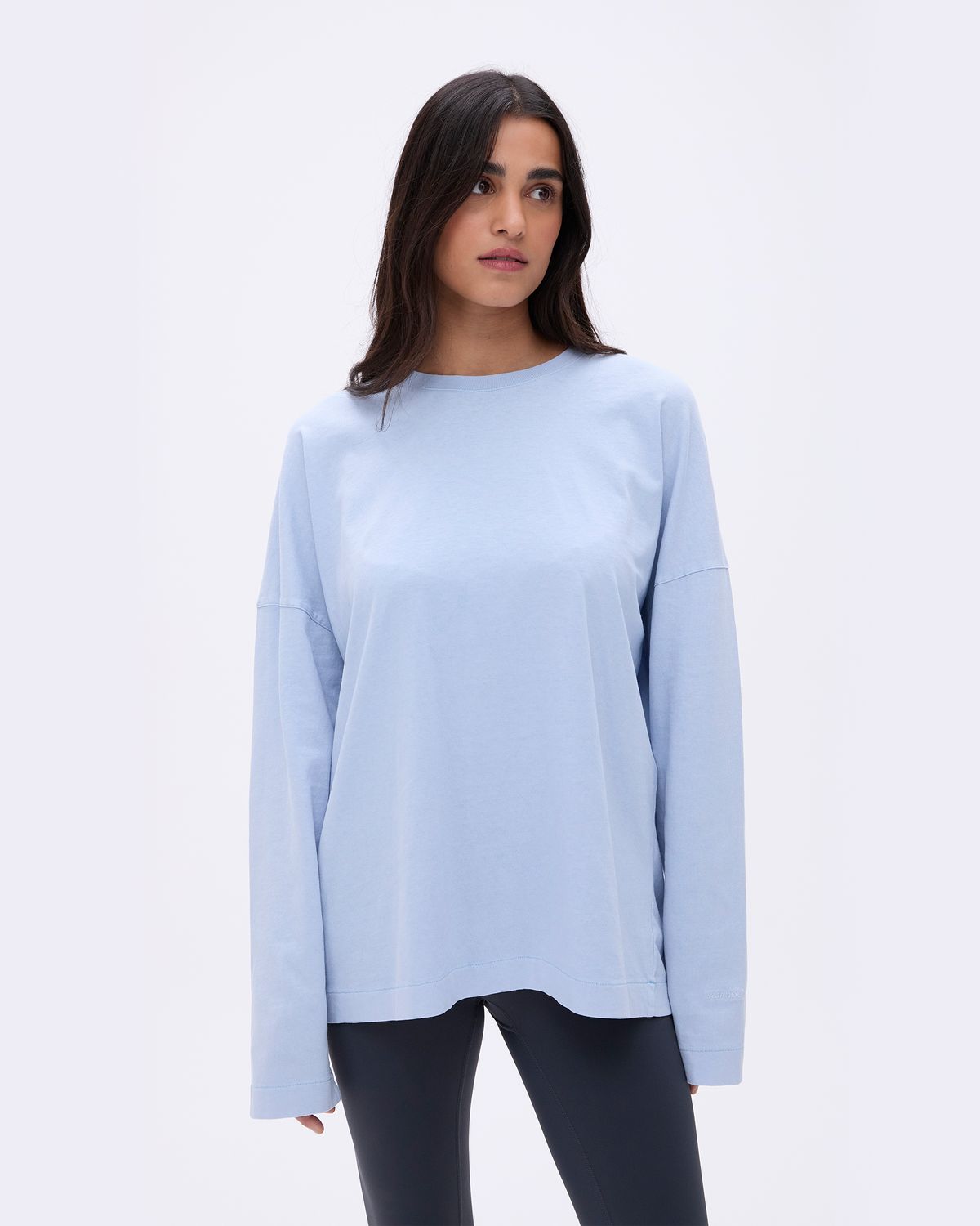 Adanola Washed Long Sleeve Oversized T-shirt Blau | 85AJYUBQP